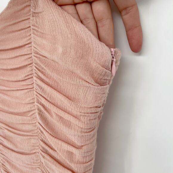 Papermoon Ruched Bodycon Mini Dress Size Small Blush Pink Ditsy Babydoll y2k - Picture 5 of 7